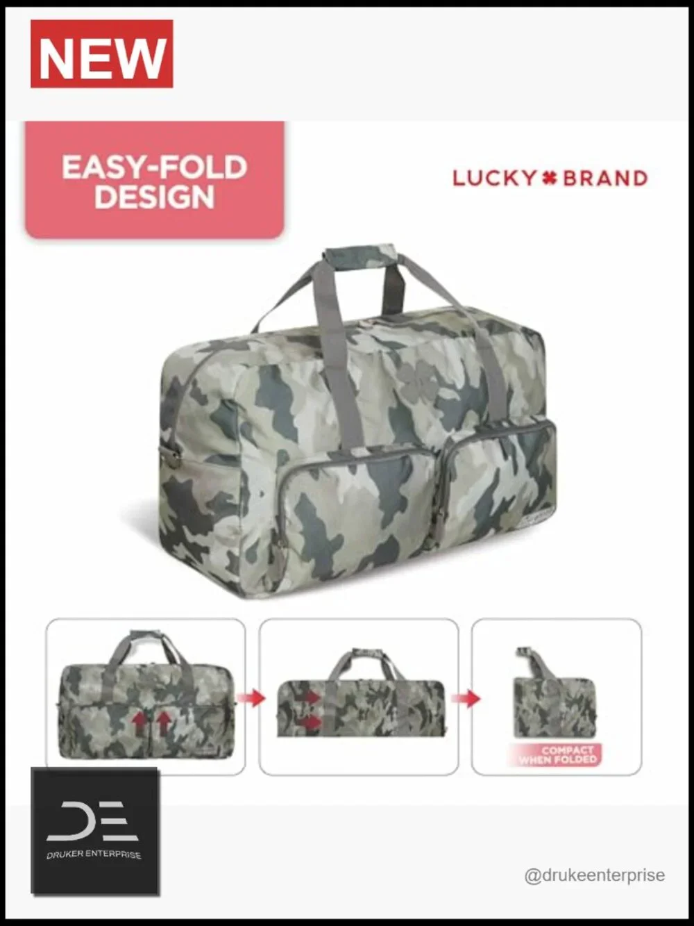 115L Foldable Overnight Duffle Bag with Adjustable Shoulder Strap for Travel Gym